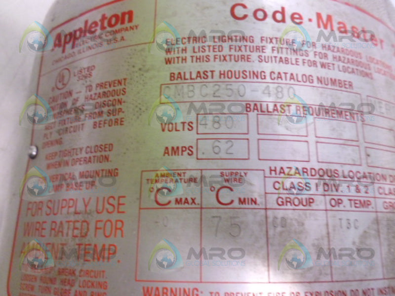 APPLETON CMBC250-480 25W 60HZ COSEMASTER2  UNMP