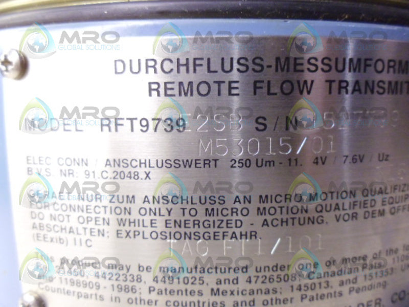 MICRO MOTION RFT9739E2SB REMOTE FLOW TRANSMITTER  UNMP