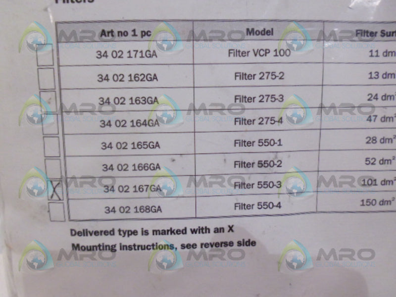 PIAB 550-3 GORTEX FILTER * NEW IN ORIGINAL PACKAGE *