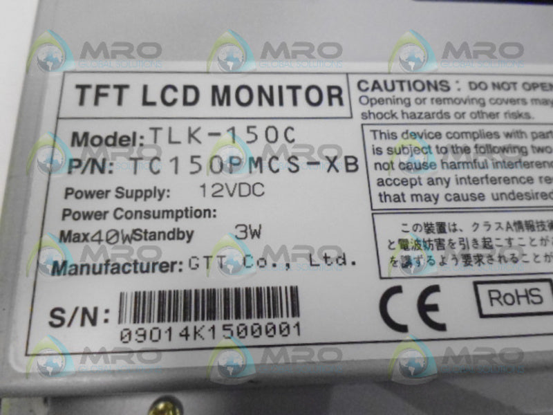 GTT TLK-150C TC150PMCS-XB TFT LCD MONITOR  NSMP