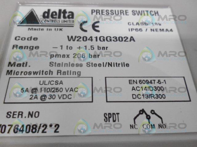 DELTA W2041GG302A PRESSURE SWITCH *NEW NO BOX*