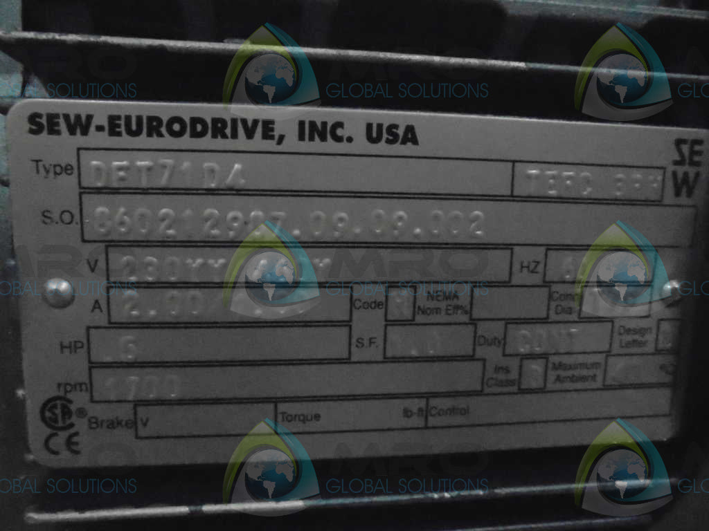 SEW-EURODRIVE DFT71D4 MOTOR W/ SEW-EURODRIVE KA37TD71D4 GEARBOX  *NEW NO BOX*
