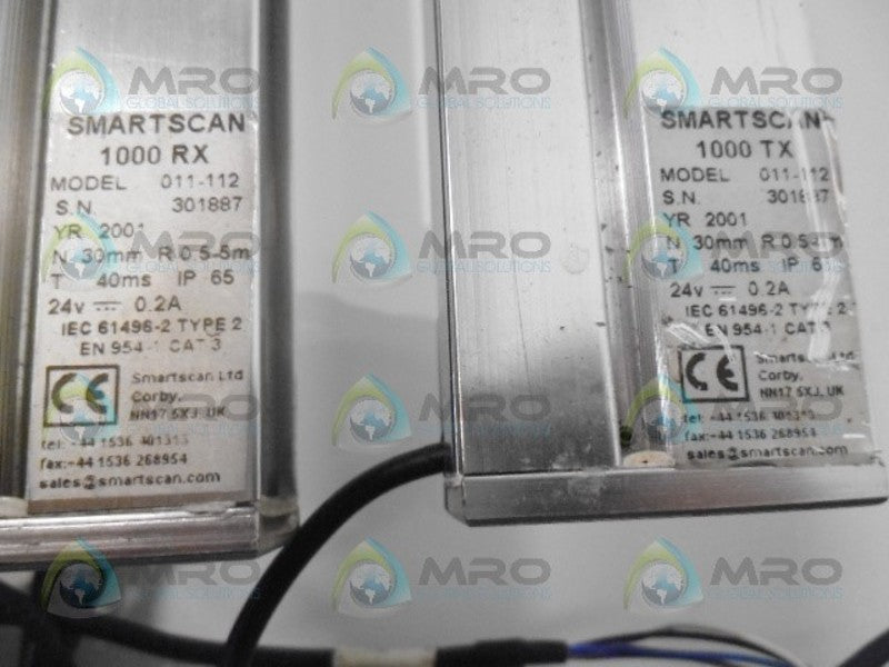 SMART SCAN 1000 SERIES 011-112 N.O.S. 48" LIGHT CURTAIN SET TX/RX  UNMP