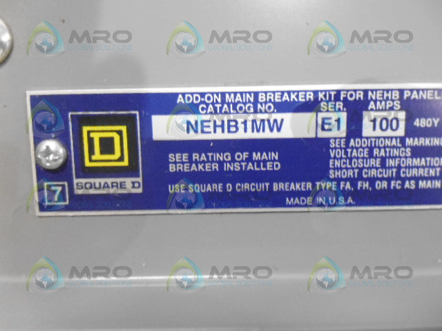 SQUARE D FAL34100 480V 100A 3P BREAKER w/ NEHB1MW SER E1 *NEW NO BOX*