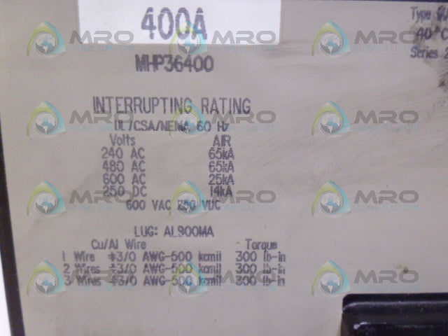 SQUARE D MHP36400 3P 400A 600V BREAKER *NEW IN BOX*