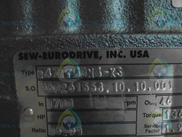 SEW-EURODRIVE R47DT80N4-KS W/ SEW-EURODRIVE DFT80N4-KS GEAR BOX  *NEW NO BOX*