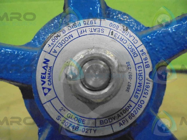 VELAN CANADA S-2074B-02TY VAVLE *USED*
