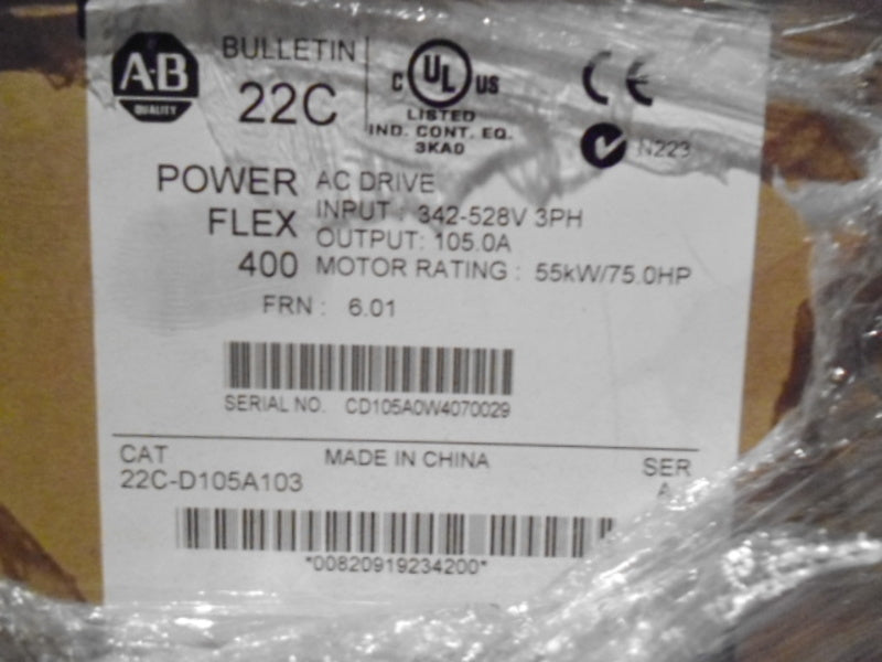 ALLEN BRADLEY POWERFLEX 400 22C-D105A103 SER. A F/W 6.01 * FACTORY SEALED *