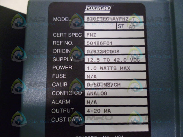 FOXBORO 870ITEC-AYFNZ-7 CONDUCTIVITY TRANSMITTER *NEW IN BOX*