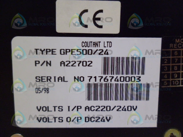 COUTANT GPE500/24 POWER SUPPLY *NEW IN BOX*