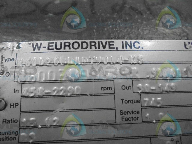 SEW-EURODRIVE R60D26BDADT9CL4-KS MOTOR *USED*
