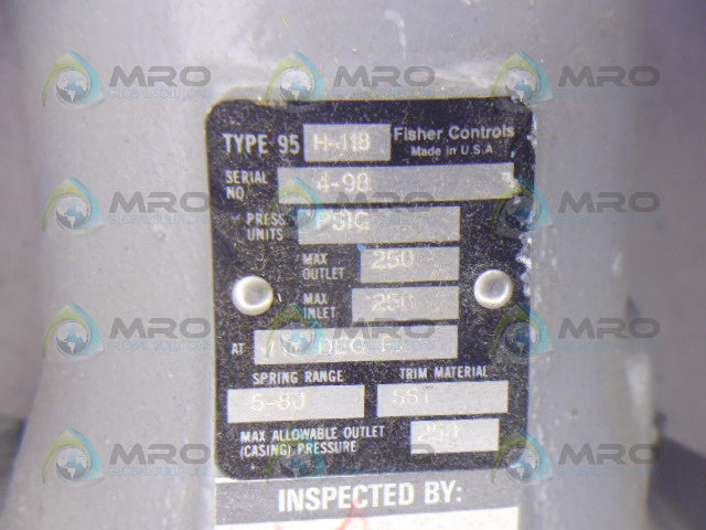 FISHER TYPE 95 H-118 PRESSURE REGULATOR *NEW NO BOX*