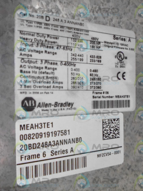 ALLEN BRADLEY 20BD248A3ANNANB0 SER. A * NEW NO BOX *