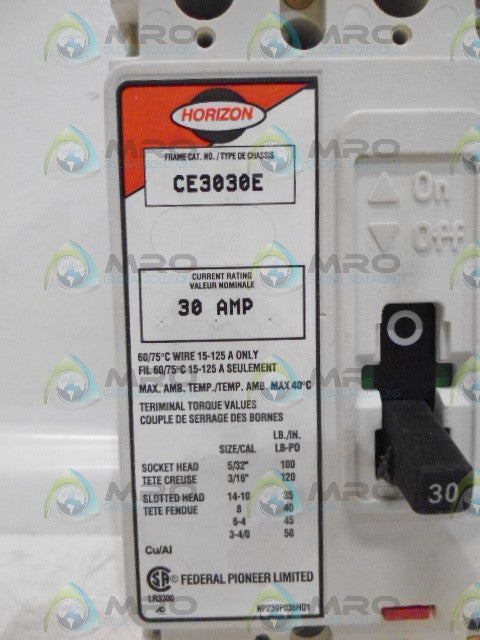 HORIZON CE3030E 30A BREAKER *NEW NO BOX*
