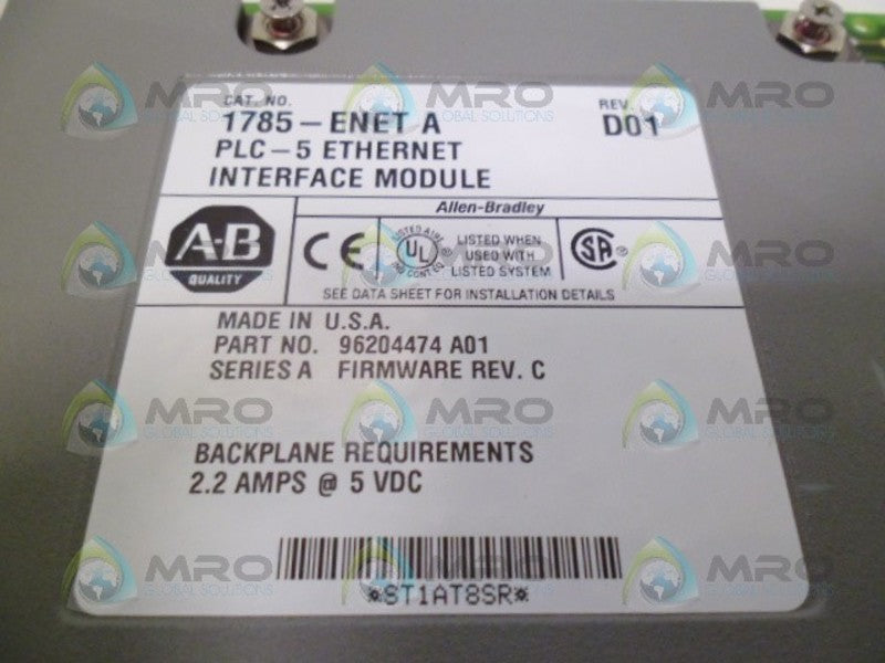 ALLEN BRADLEY 1785-ENET SER. A F/W C ETHERNET INTERFACE MODULE *NEW IN BOX*