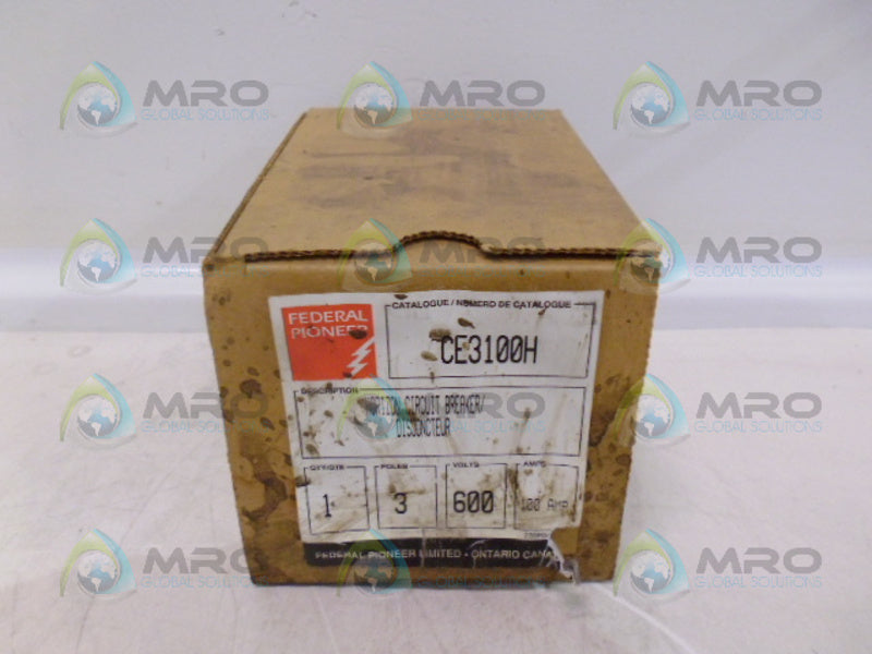 FEDERAL PIONEER CE3100H 3P 600V 100A CIRCIUT BREAKER *NEW IN BOX*