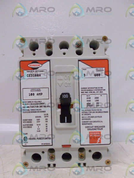 FEDERAL PIONEER CE3100H 3P 600V 100A CIRCIUT BREAKER *NEW IN BOX*