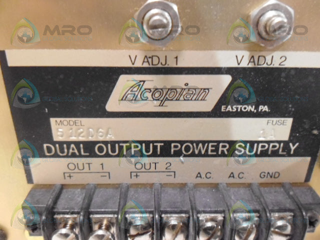 ACOPIAN 512D6A DUAL OUTPUT POWER SUPPLY 105-125 VAC 50-400HZ *USED*