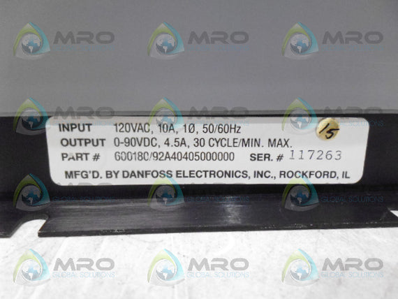 DANFOSS 600180/92A40405000000 CAMCO VARIPAK *USED*