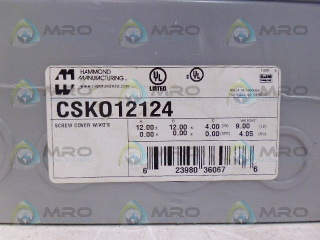 HAMMOND CSK012124 12X12X4 ENCLOSURE *NEW IN ORIGINAL PACKAGE*