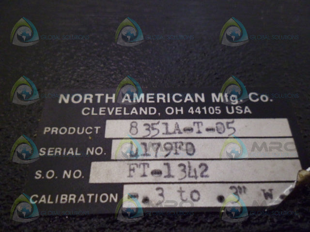 NORTH AMERCAN MFG.  8351A-T-05 FURNACE PRESSURE TRANSMITTER 24VDC *NEW IN BOX*