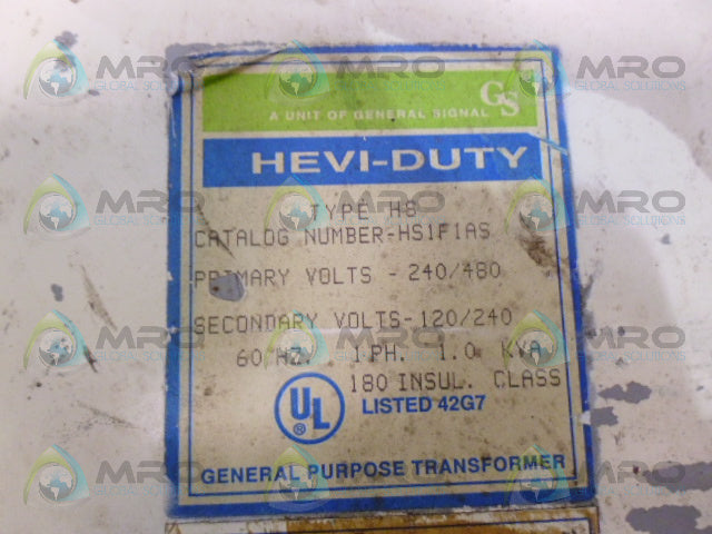 HEVI-DUTY HS1F1AS TRANSFORMER *USED*