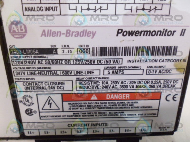 ALLEN BRADLEY 1403-LM05A SER A FRN 2.10  POWER MONITOR II  *USED*