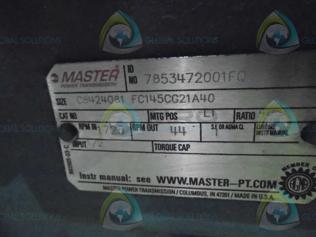 BALDOR 6P14H7100 MOTOR  W/7853472001FQ GEAR BOX *USED*