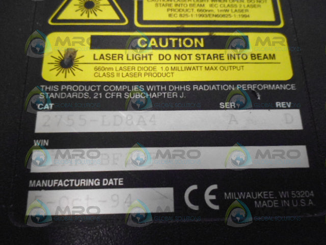 ALLEN BRADLEY 2755-LD8A4 SER A LASER SCANNER *USED*