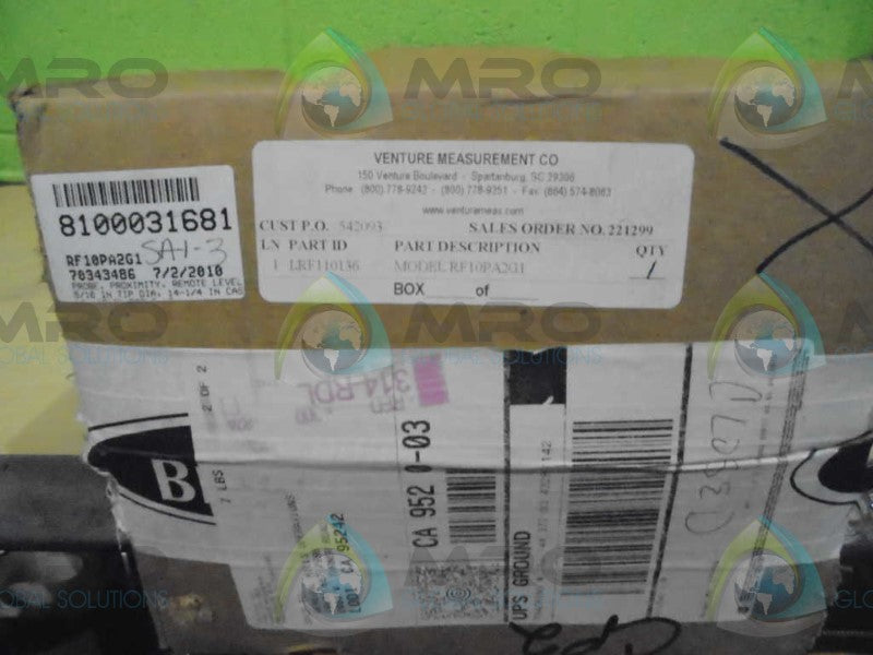 VENTURE MEASUREMENT CO. RF10PA2G1 *FACTORY SEAL*