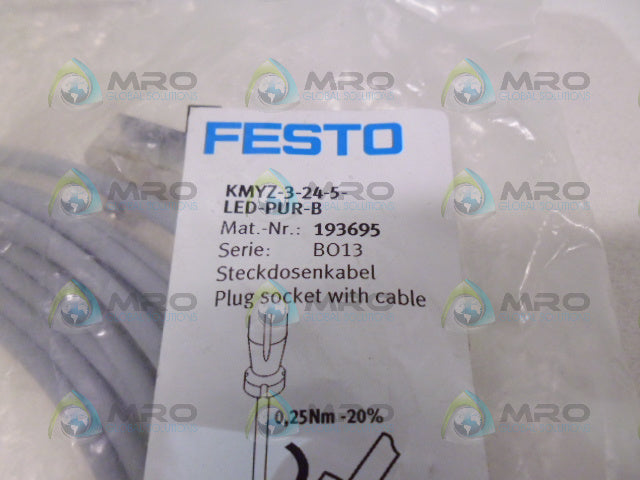 FESTO KMYZ-3-24-5-LED-PUR-B PLUG SOCKET *NEW IN FACTORY BAG*