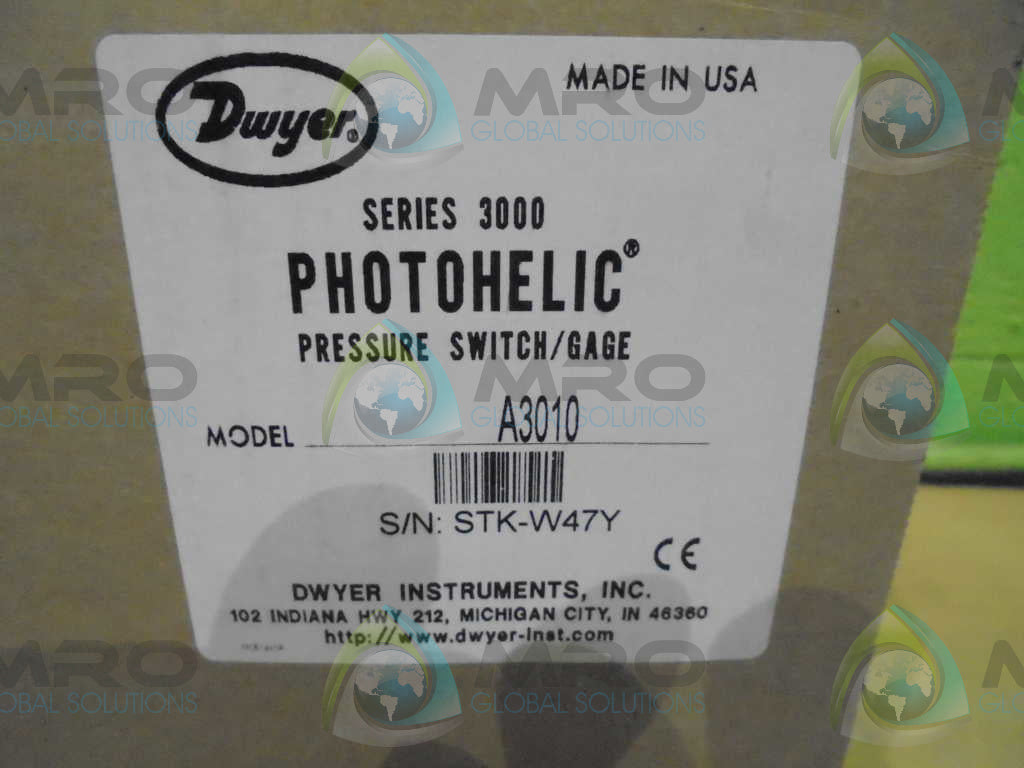 DWYER SERIES 3000 PHOTOHELIC A3010 PRESSURE GAUGE 0-10" WC *FACTORY SEALED*