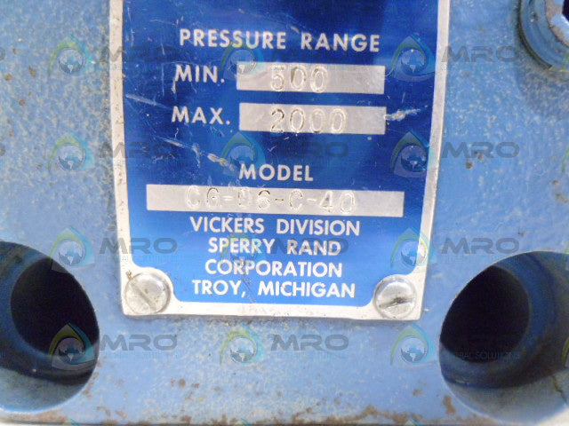 VICKERS CG-06-C-40 RELIEF VALVE *USED*