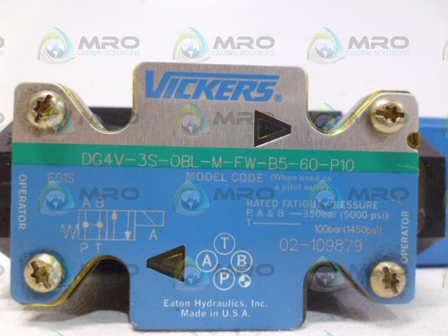 VICKERS DG4V-3S-OBL-M-FW-B5-60-P10 HYDRAULIC VALVE *NEW NO BOX*