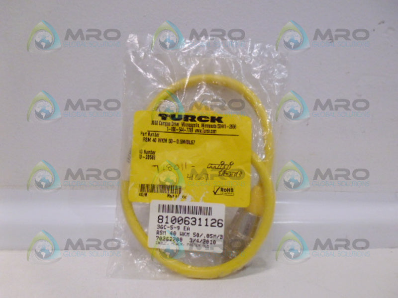 TURCK RSM 40 WKM 50-0.5M/BL67 MOLDED CORDSETS *NEW IN FACTORY BAG*