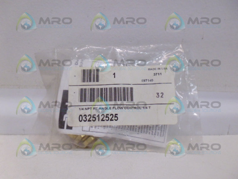 PARKER 032512525 NPT RT ANGLE FLOW CONTROL 1/4 *NEW IN FACTORY BAG*