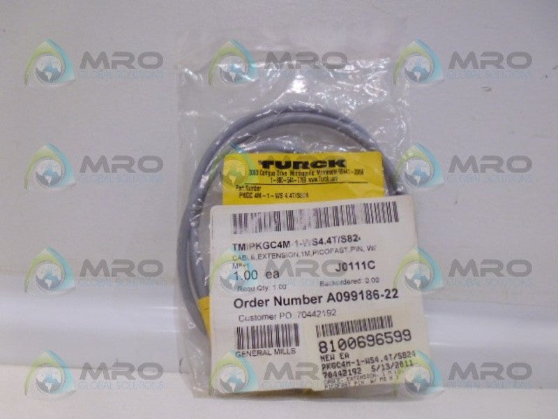 TURCK PKGC4M-1-WS4.4T/S824 HYBRID MOLDED CORDSET *NEW IN FACTORY BAG*