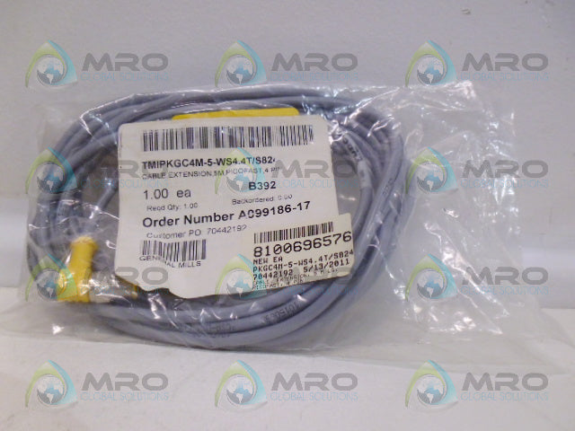 TURCK PKGC4M-5-WS4.4T/S824 HYBRID MOLDED CORDSET *NEW IN FACTORY BAG*