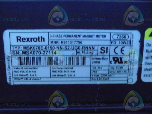 REXROTH MSK070E-0150-NN-S2-UGO-RNNN MAGNET MOTOR *NEW NO BOX*