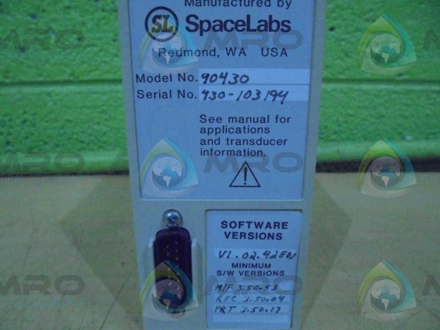 SPACE LABS 90430 V1.02.42EN MODULE RACK *USED*