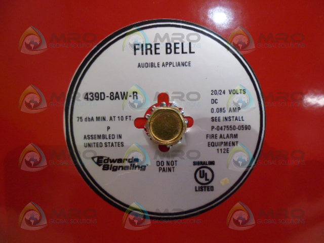 EDWARD SIGNALING 439D-8AW-R FIRE BELL *NEW NO BOX*
