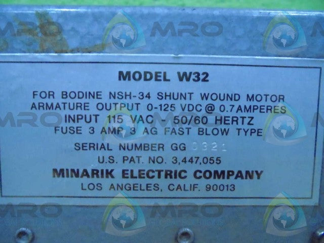 MINAREK ELECTRIC CO. W32 *USED*
