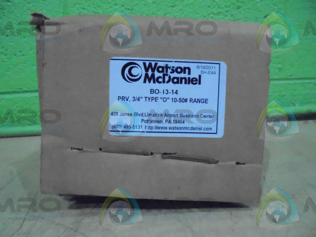 WATSON MCDANIEL B0-13-14 PRV. 3/4 TYPE "O" *FACTORY SEAL*