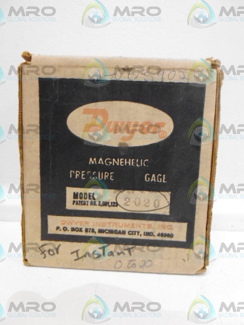 DWYER 2020 PRESSURE GAUGE 0-20" WC *NEW IN BOX*