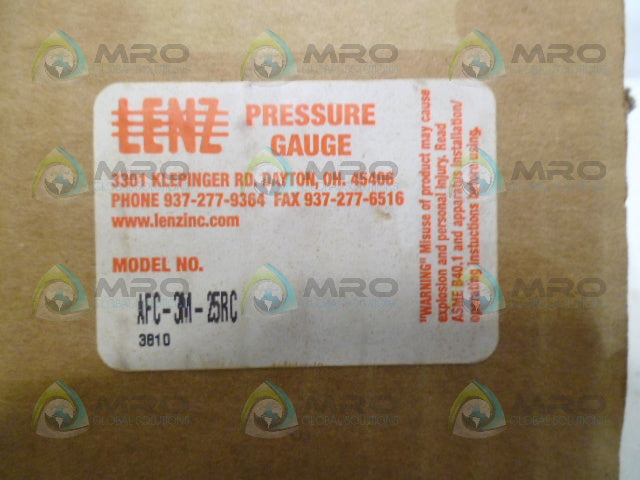 LENZ AFC-3M-25RC PRESSURE GAUGE *NEW IN BOX*