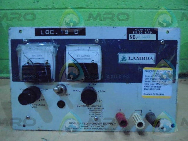 LAMBDA ELECTRICS LH125FM REGULATED POWER SUPPLY *USED*