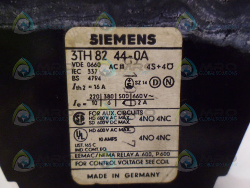 SIEMENS 3TH8244OA CONTACTOR UNMP