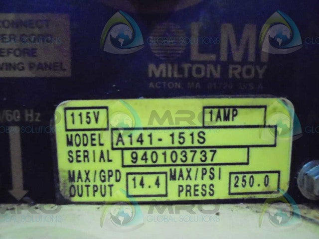 LMI MILTON ROY A141-151S 115V 1AMP *USED*