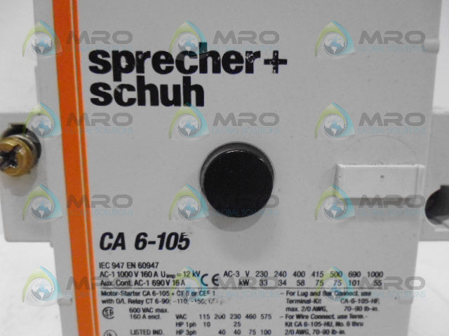 SPRECHER+SCHUH CA6-105 MOTOR STARTER *USED*
