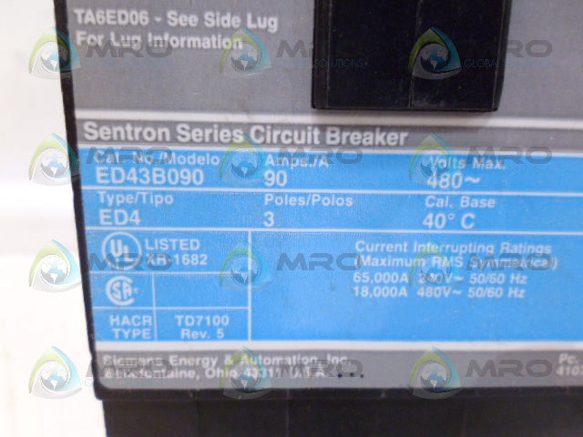 SIEMENS ED43B090 CIRCUIT BREAKER 90A *NEW IN BOX*